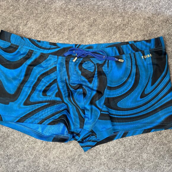 Tribe Men’s Swim Shorts – Size 3XL – Blue Swirl Print - Picture 2 of 8